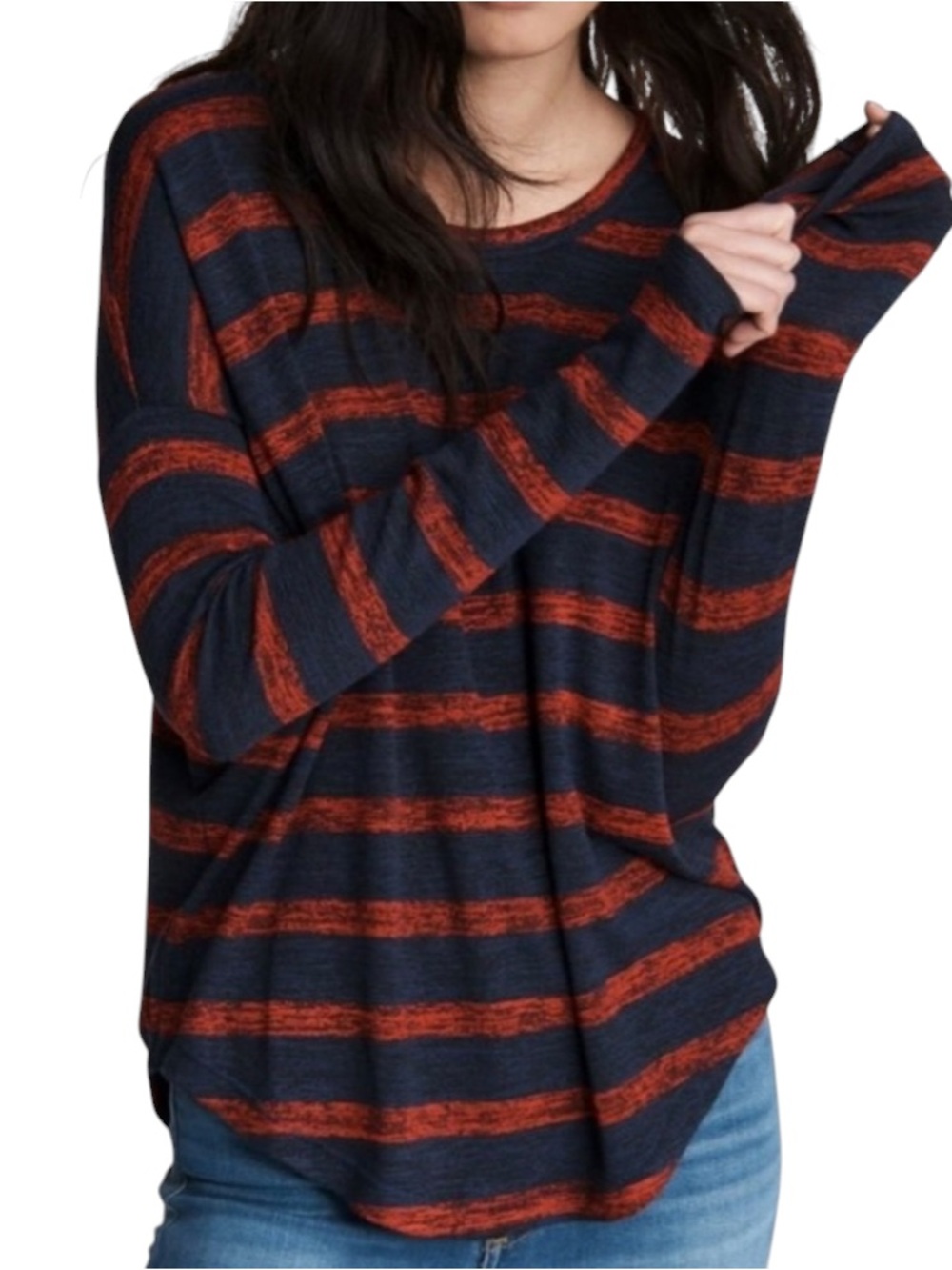 Rag & Bone long sleeve red and navy striped top